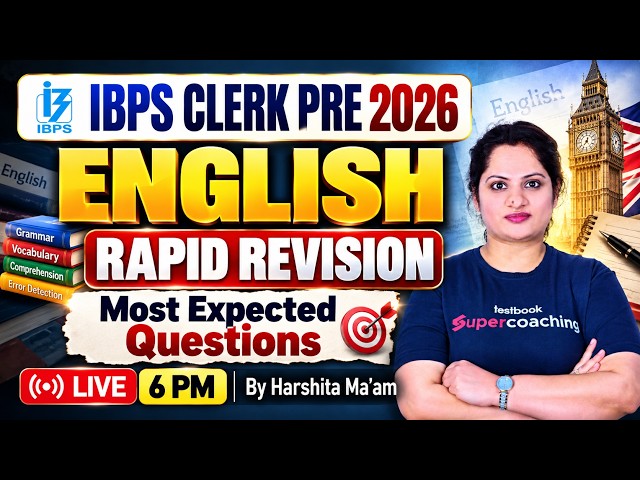 IBPS Clerk English Classes 2026 | IBPS Clerk English Most Expected Paper | English by Harshita Mam