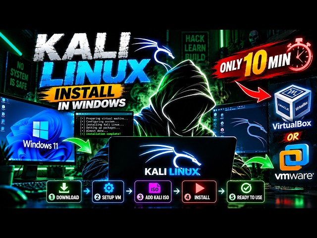 How to Install Kali Linux on Any PC or Mac in 10 Minutes (VMware & VirtualBox) 🔥