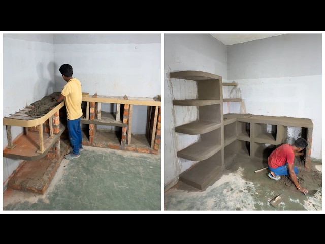 Simple Homemade Modular kitchen setup using bricks 🧱 | Step-by-step tutorial 