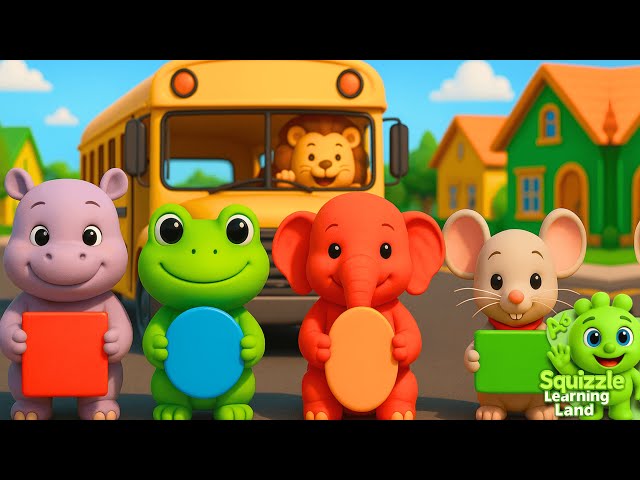 The Wheels On The Bus (Learning Shapes) - Kids Educational Nursery Rhymes