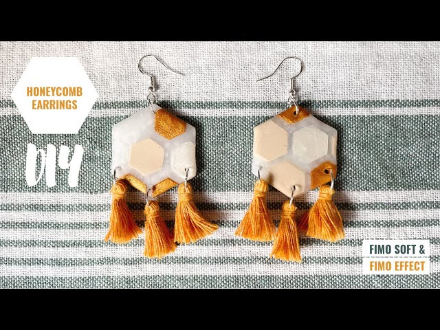 DIY: honeycomb earrings time lapse | handmade polymer clay earrings