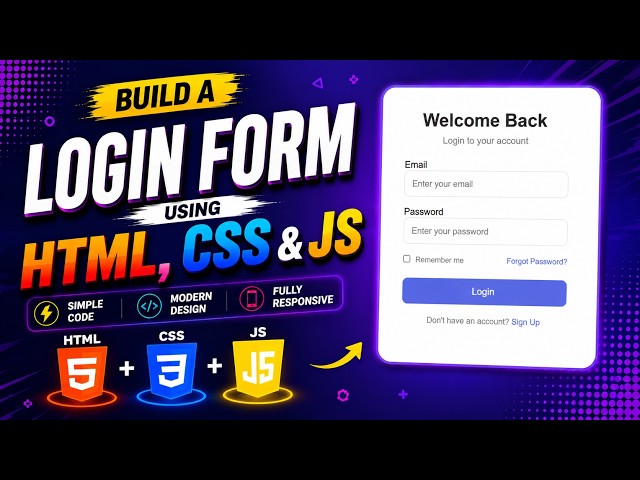 Build a Login Form Using HTML, CSS & JavaScript | Login Form Project #HTML #CSS #JavaScript