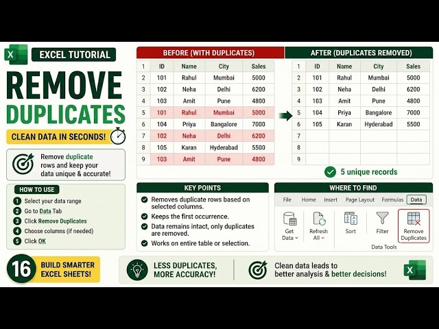 Remove Duplicates in Excel | Clean Your Data in Seconds | Excel Tutorial