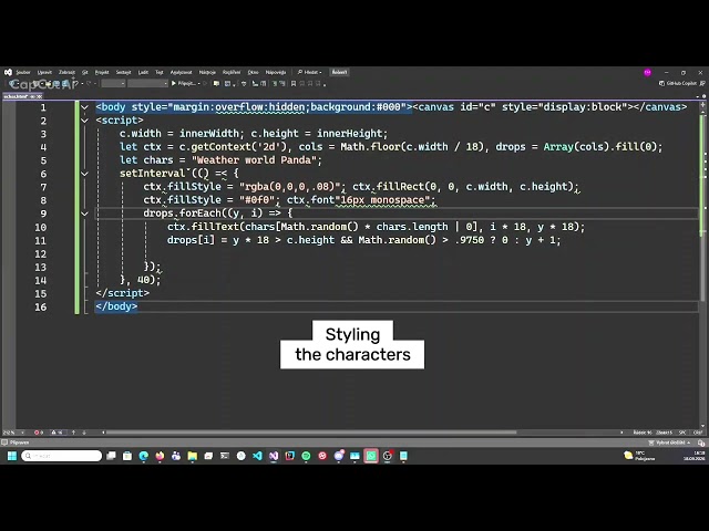 How to create a Matrix Rain effect in HTML & JS (Tutorial)