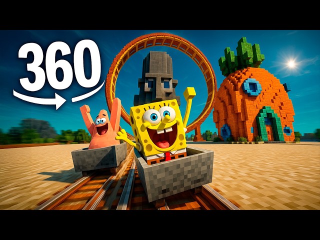 SpongeBob Minecraft Roller Coaster - 360° VR Video