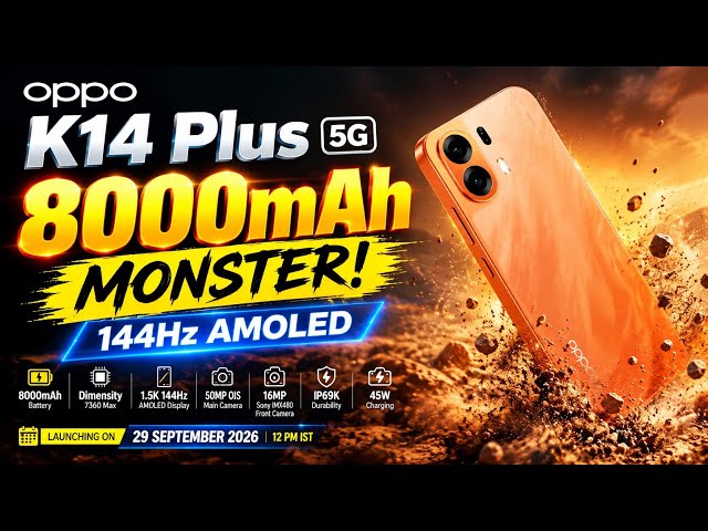 OPPO K14 Plus 5G Launch Date Confirmed! 🔥 8000mAh Battery + 144Hz AMOLED And More