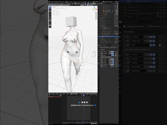 Blender Cloth Simulation with Mixamo Walk Cycle & Jiggle Physics # #b3d