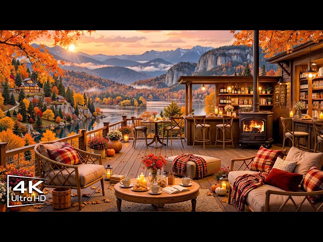 Step Into a Cozy Fall Coffee Shop Ambience 🍂 Relaxing Jazz Instrumental Music for Studying & Working