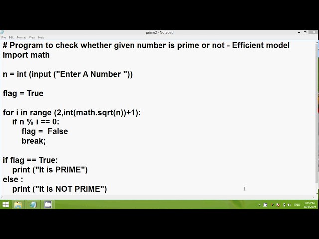 Prime Number Program in Python- 2nd Model