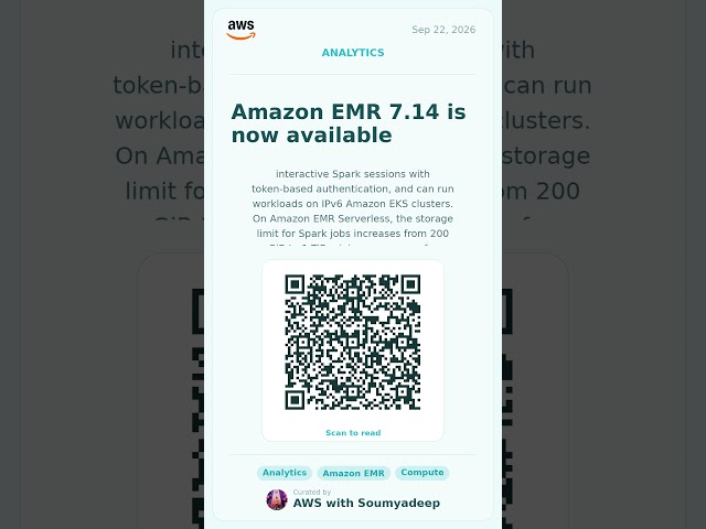 Amazon EMR 7.14 Is Here! 🚀 Big Upgrades for Spark & Iceberg #Shorts