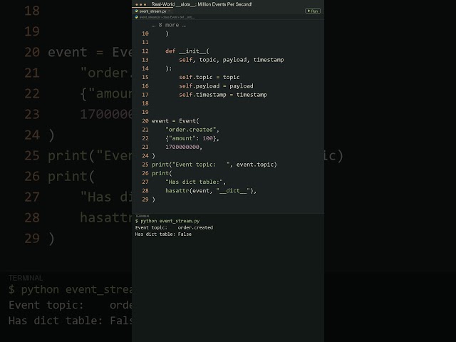 When Senior Devs Use slots: Million Events Per Second! #python #datascience #softwareengineering