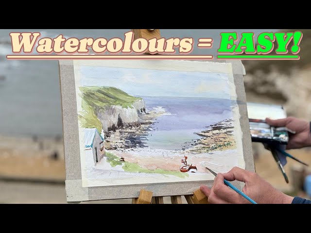 Easy Coastal Watercolour Tutorial 🌊 | Step-by-Step Plein Air Painting For Beginners!