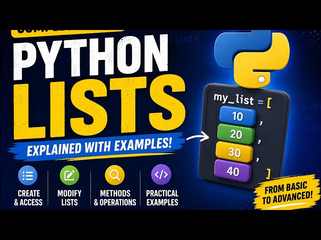 Python Lists from Scratch 🚀| Data types | Complete Python Beginner to Advanced Tutorial #python #ml