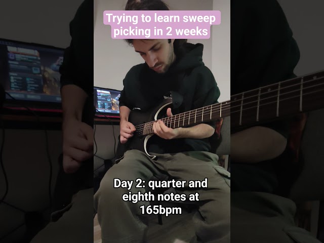 Day 2 of Trying to Learn Sweep Picking #shorts
