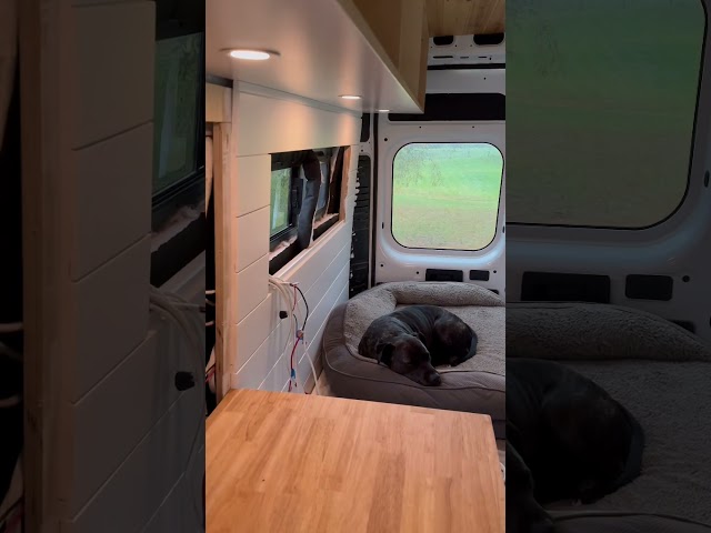 Rainy fall days in our cozy home on wheels🍁 #nomad #falltime #vanlife #tinyhome #flannelweather