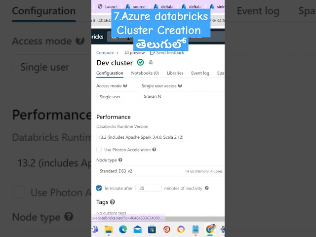 7.Azure Databricks Cluster Creation #azuredataengineer #azuredatabricks #shortvideo #youtubeshorts