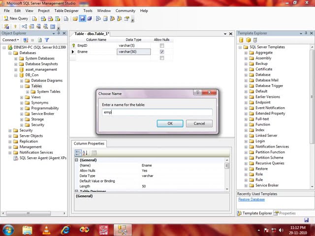 How to create database and tables in SQL Server 2005.avi