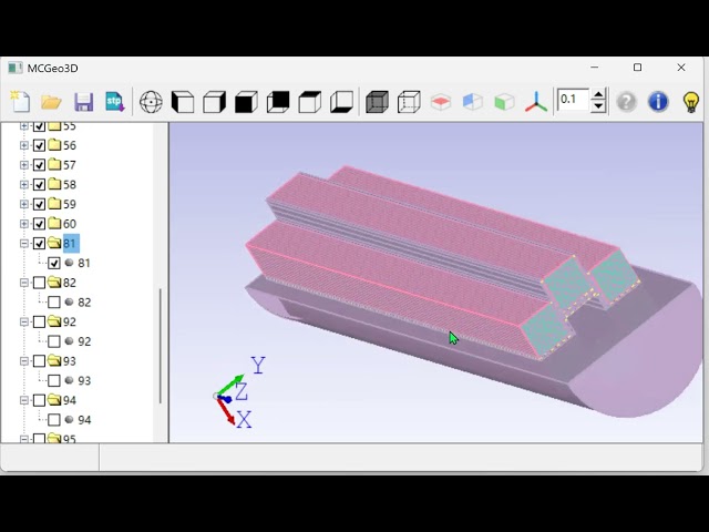 3D Display of PWR Cask from mcnp testing input file withMCGeo3D. （Keno example）
