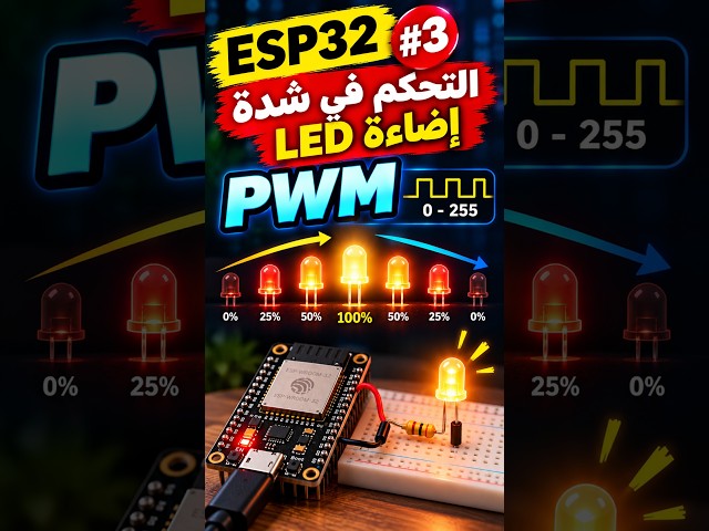 ⚡ تحكم في شدة إضاءة LED باستخدام ESP32 / PWM!