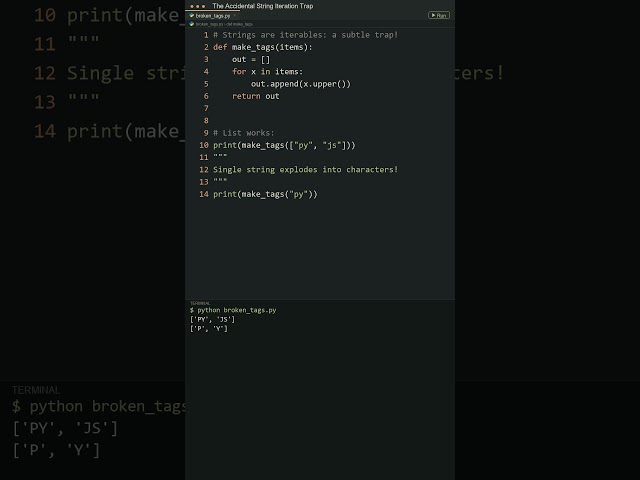The Accidental String Iteration Trap in Python! 💥 #python #programming #coding #developer