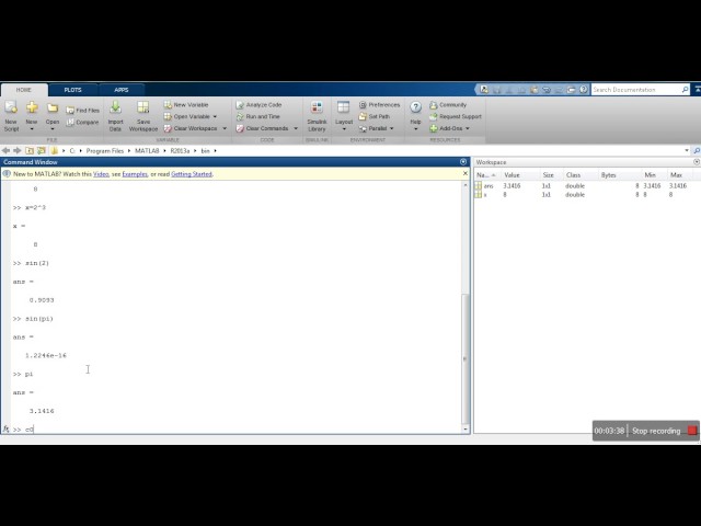 Getting started with MATLAB: Basic operations