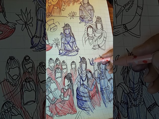 Jab prem hi anant tapasya ban jaye ❤️🔱 Shiv Parvati line art 🕉️✨