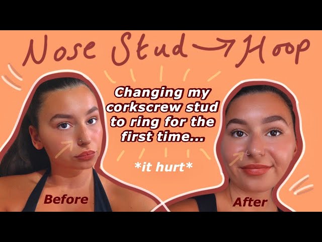 Changing my corkscrew nose stud to a ring/hoop for the FIRST TIME! How to take out a corkscrew stud