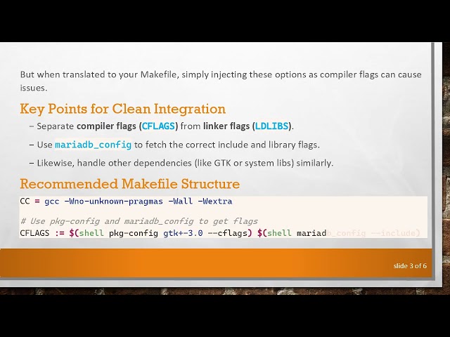 How to Integrate MariaDB Flags into an Existing Makefile