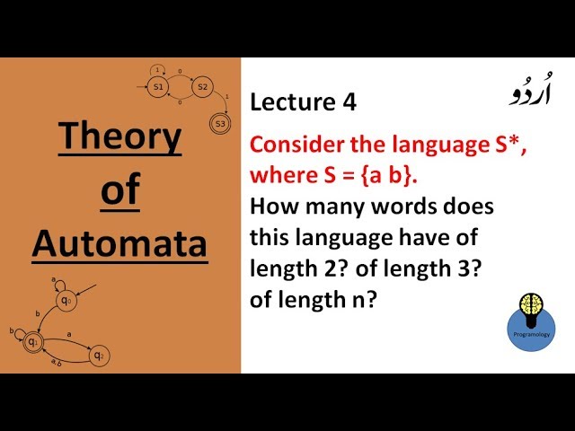 Lecture 4: Solved: Consider the language S*, where s = {a b} how many words of length 2, 3 and n