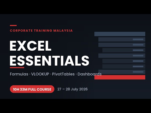 Excel Training Full Course - Formulas, VLOOKUP, PivotTables & Dashboards (July 2026)