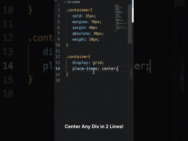 🎯 Hack #2 — place-items: center (Center any element in 2 lines) ##shorts