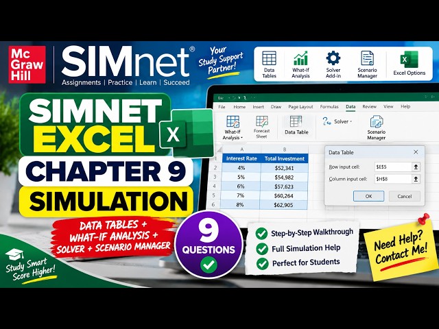 SIMnet Excel Chapter 9 Simulation | Step-by-Step Walkthrough & Help