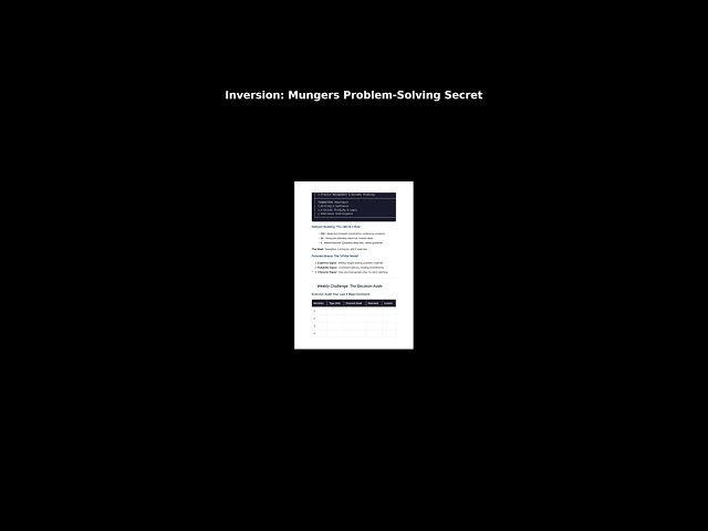 Inversion: Munger's Problem-Solving Secret