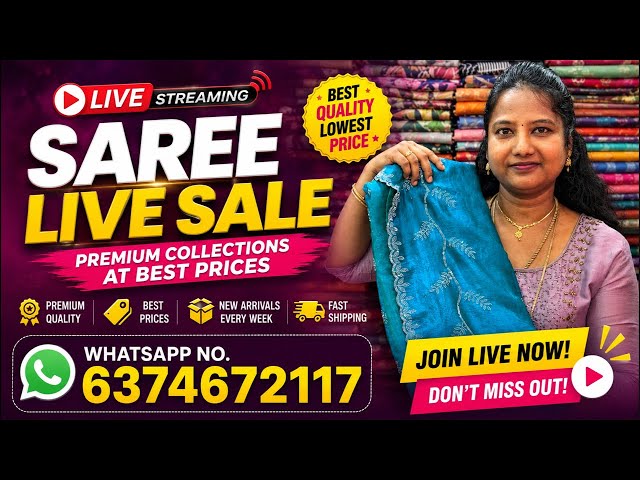 🥻 குறைந்த விலையில் அழகான சாரிகள் | Live WhatsApp 6374672117