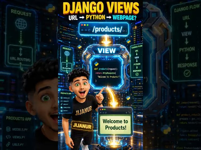 Django Views Explained in 30 Seconds 🚀 | URL → Python → Response #shorts