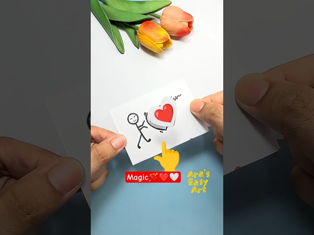 DIY paper magic card ❤️⁠🤍 @ArasEasyArt #diy #magic #viral #shorts
