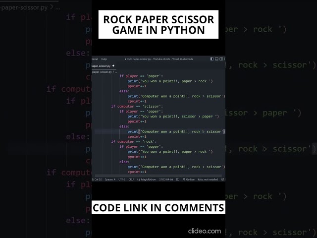 Rock Paper Scissor game using Python | #short #python