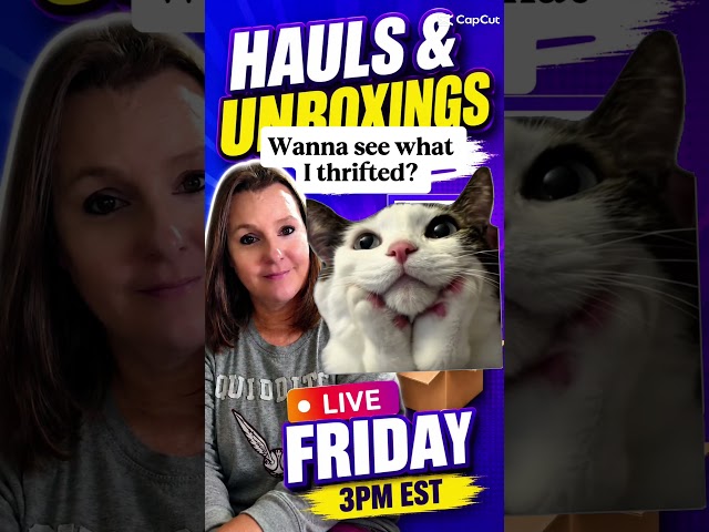 Live at 3pm EST with a thrift haul!💜🦛#resellers  #haulvideo #unboxing #churchsales #wholesalebuys