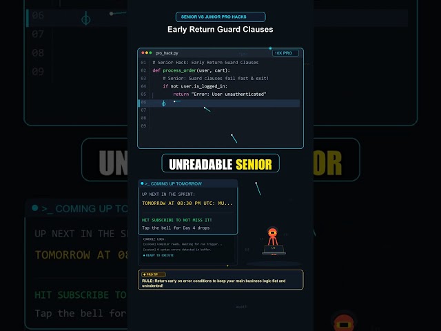 SENIOR VS JUNIOR PRO HACKS | Early Return Guard Clauses 🛡️ #Shorts