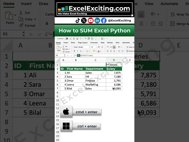 Excel Trick# 24 - How to Sum Excel Columns with Python 🐍 #shorts #excel #excelexciting
