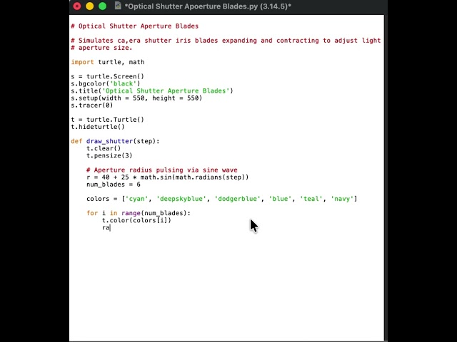 #Optical #Shutter #Aperture #Blades #python #turtle #coding #fun