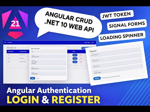 Angular 21 + .NET 10 Web API Full Guide 🚀 | Authentication, CRUD, Login & Register | Signal Forms