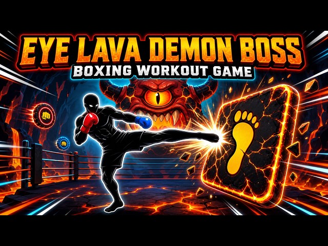 👁🔥 EYE LAVA DEMON BOSS BOXING 🥊 4-Level Rhythm Workout Game | Immersive Warm Up | Interactive Game 🟢