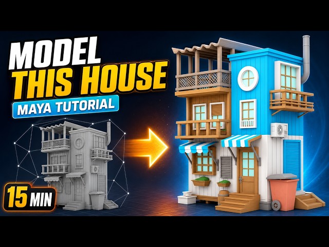 How to Model a Stylized House in Maya | Full 15-Minute Tutorial         #maya #youtube #3d #tutorial