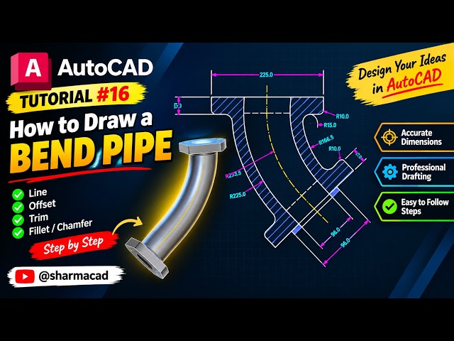 AutoCAD 2D Tutorial #16| Practice Drawing Step by Step @sharmacad #autocad #autocadtutorial