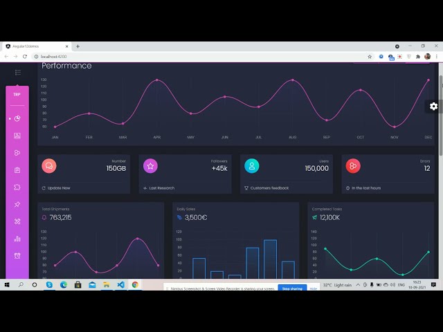 Angular 12 Pro Admin Dashboard Working Demo