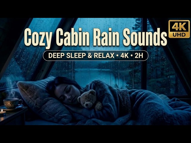 4K Cozy Cabin Rain Sounds & Deep Sleep 🌧️☕ Mountain Lake Ambience for Relaxation & Studying 2H