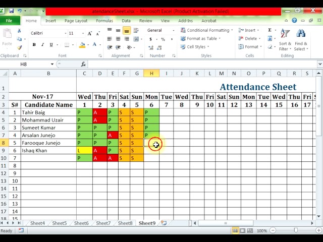 How To Create Attendance Sheet Part 2 in Hindi / Urdu using Microsoft Excel