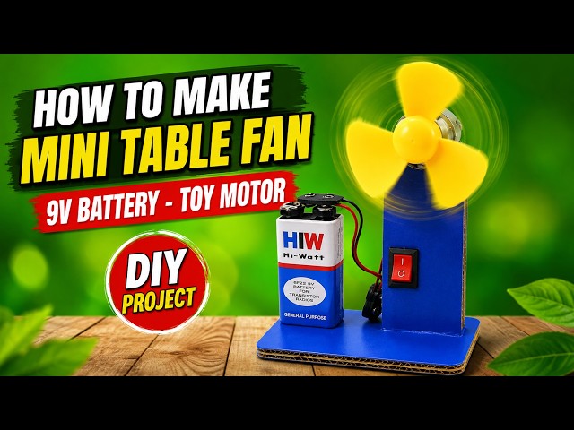 How to Make a Mini Table Fan Using a 9V Battery 🔥 Easy DIY Project
