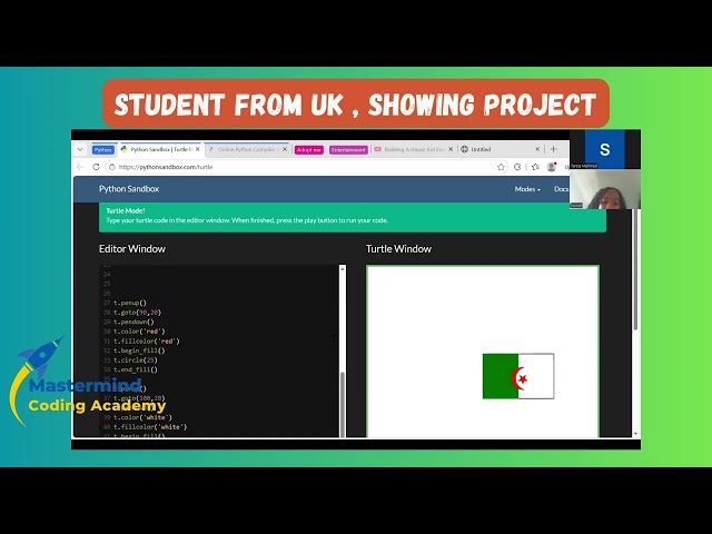 student form UK explaning her python project.